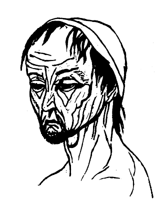 Picture of the Fearful man from Theophrastus' Characters.